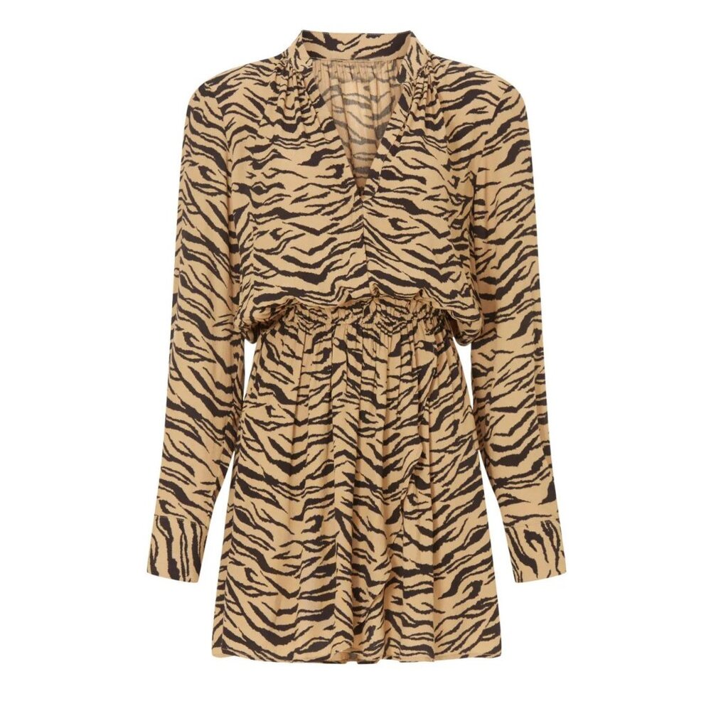 Zadig & Voltaire Rinka Tiger Print Long Sleeve Mini Dress, Size XS